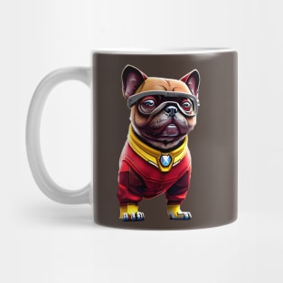 Cute Pug in Red Iron Suit - Adorable Dog in Custom Metal Costume Mug